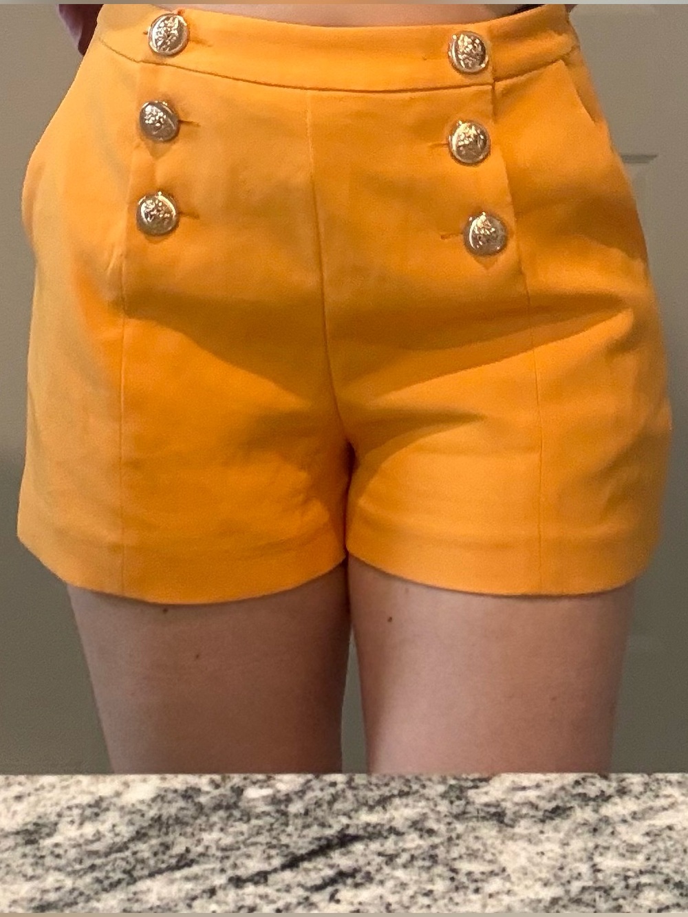 Endless Rose High-Rise Tailored Shorts in Yellow-Orange